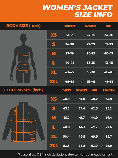 Women'S Slim Fit Heated Jacket with Battery, Heated Coat with Detachable Hood (Charger Not Included)